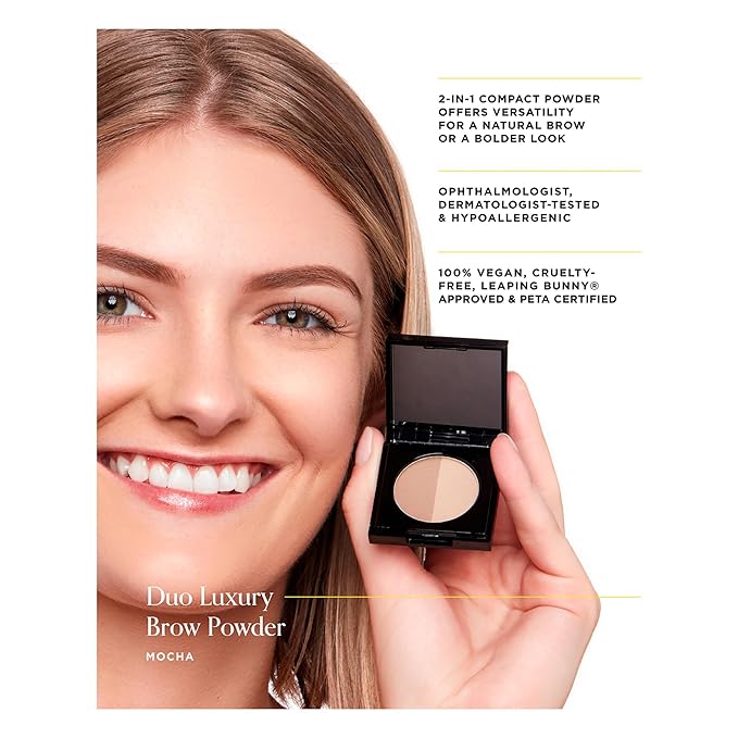 Arches & Halos Duo Luxury Brow Powder - Two-for-One Versatile Compact Powder - Get Full, Defined Brows - Vegan and Cruelty Free Makeup - Mocha Blonde - 0.88 oz