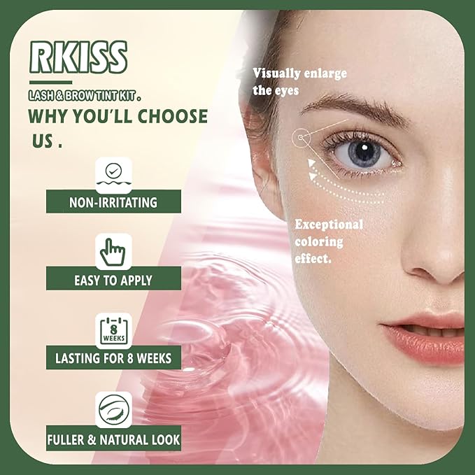RKISSBEAUTY (Black and Brown) Eyelash & Eyebrow Color Kit - Long Lasting 8 Weeks/Home or Salon Use/Up to 8 Applications/with Brush/Safe & Easy to Use