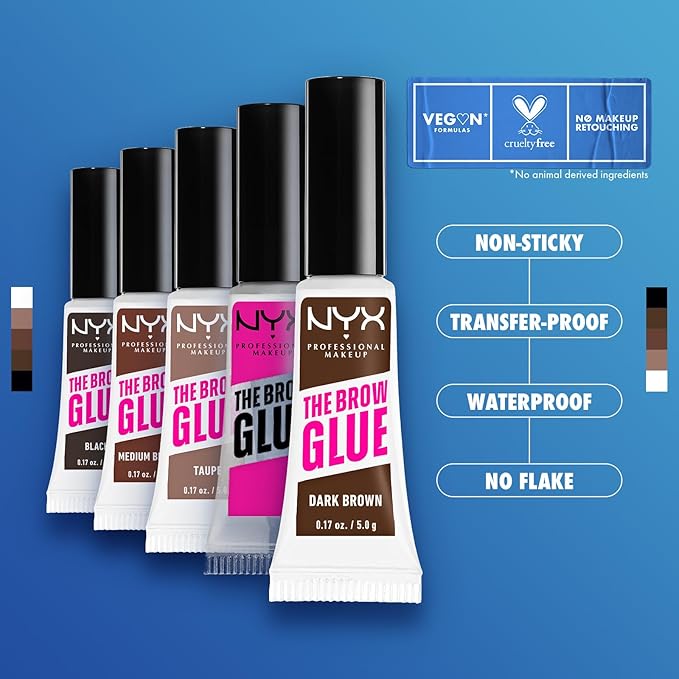 NYX PROFESSIONAL MAKEUP The Brow Glue, Extreme Hold Tinted Eyebrow Gel - Black