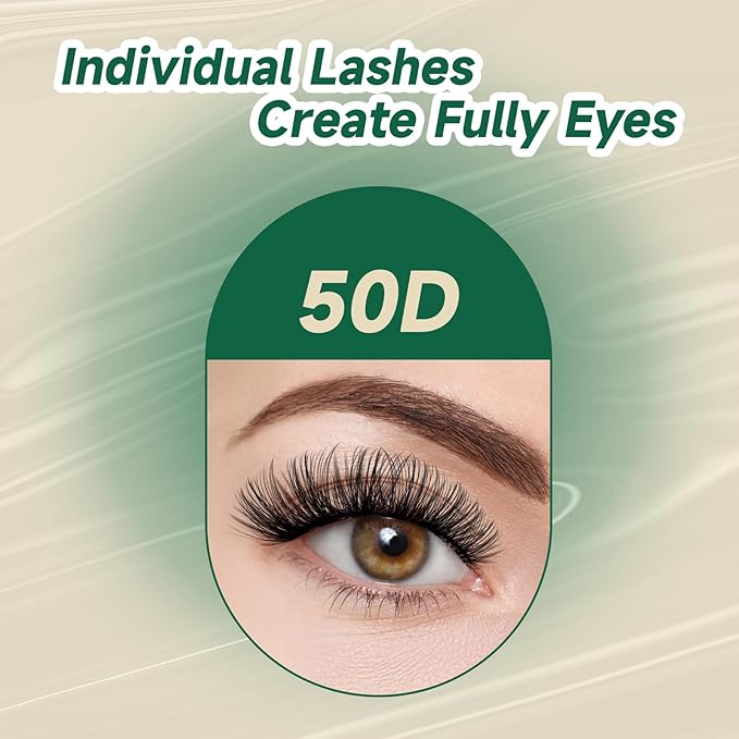 DIY Lash Extension Kit 280pcs Individual Lashes D Curl Eyelash Extension Kit KEYYOU 50D 9-18Mix Natural Lash Clusters with Lash Bond and Seal and Lash Applicator for DIY at Home(KIT-50D-0.07D-9-18Mix)