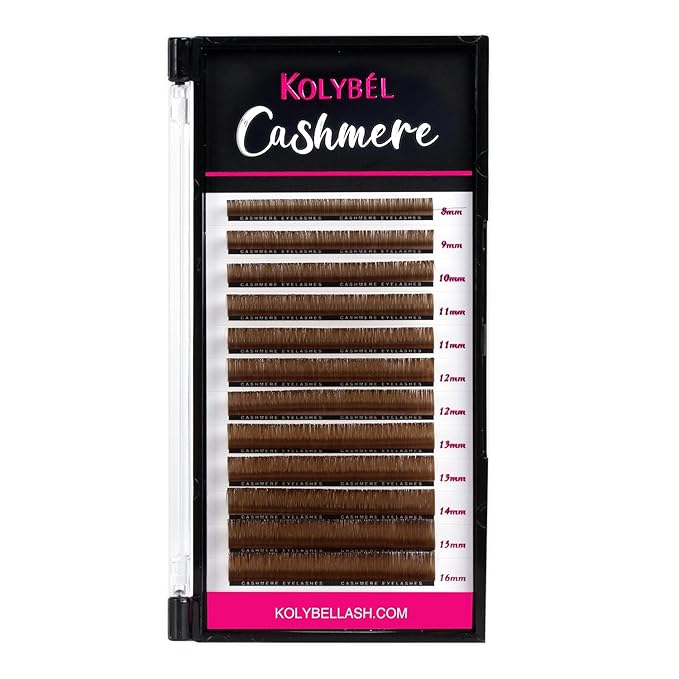 Kolybel Colored Premium Eyelash Extensions 0.03 D Curl 8-16mm Mixed Length,Premium Individual Silk Lash Extension,Professional Eyelash Extension Supplies for Lash Techs (Dark Brown,0.03-D 8-16mm)