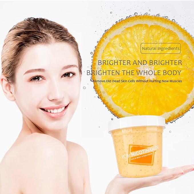 Face Neck Body Skin Scrub Cream VC Nicotinamide Removes Dead Cells 300ml/10.58fl.oz