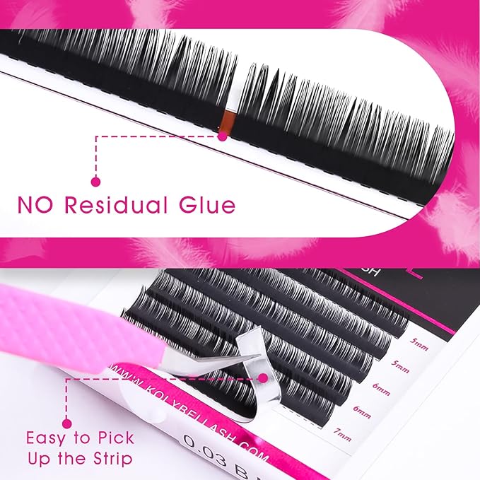 KOLYBEL Bottom Lash Extension 0.05 B Curl 5-7mm Mixed Length Tray Black Premium Eyelash Extensions Soft Under Lower Eyelash Extension for Salon Use (Bottom,0.05-B-5-7mm)