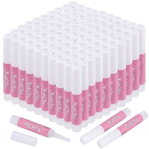 100PCS Acrylic Nail Tips Adhesive Super Bond Long Lasting Glue for DIY Nail Art, 2g/Bottle
