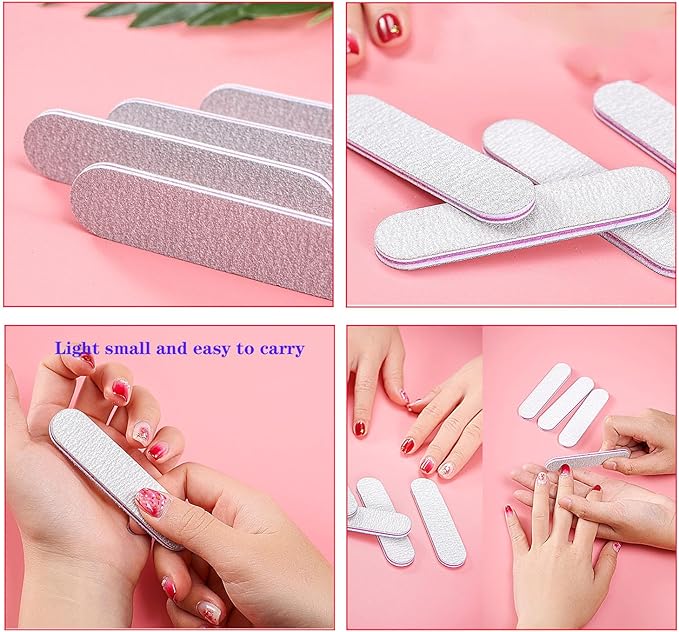 100 Packs 100/180 Grits Mini Nail Files and Buffers Double Sided Emery Boards Manicure Tool for Acrylic Nails, Nail Care