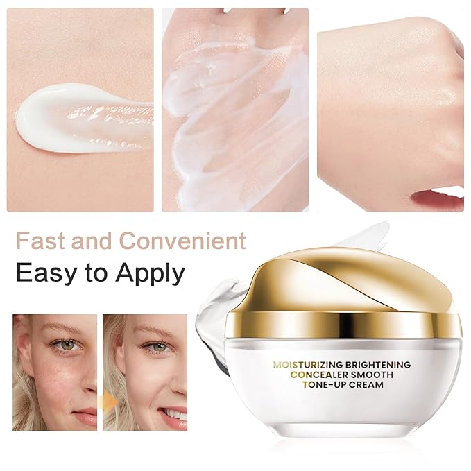 2PCS Ownawant Crema De Maquillaje,Crema De Maquillaje,Detroitrain Moisturizing Concealer Smooth Tone-Up Cream, Corrector Iluminador Hidratante Crema Tónica Suave, Base De Maquillaje