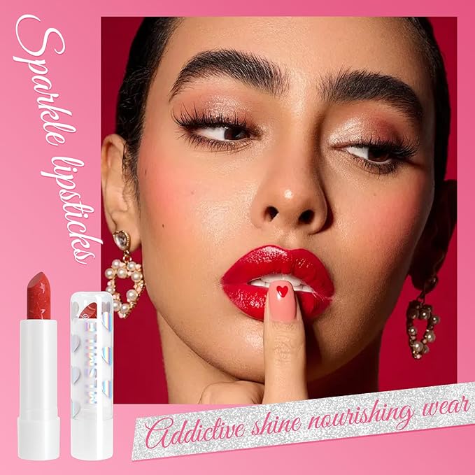 Hydrating Diamond Shine Lipstick, Pearlescent Glitter Waterproof Lip Balm, Long-Lasting Moisturizing Lipstick, Lip Makeup for Women Girls Fuller Lips, 04 Mermaid