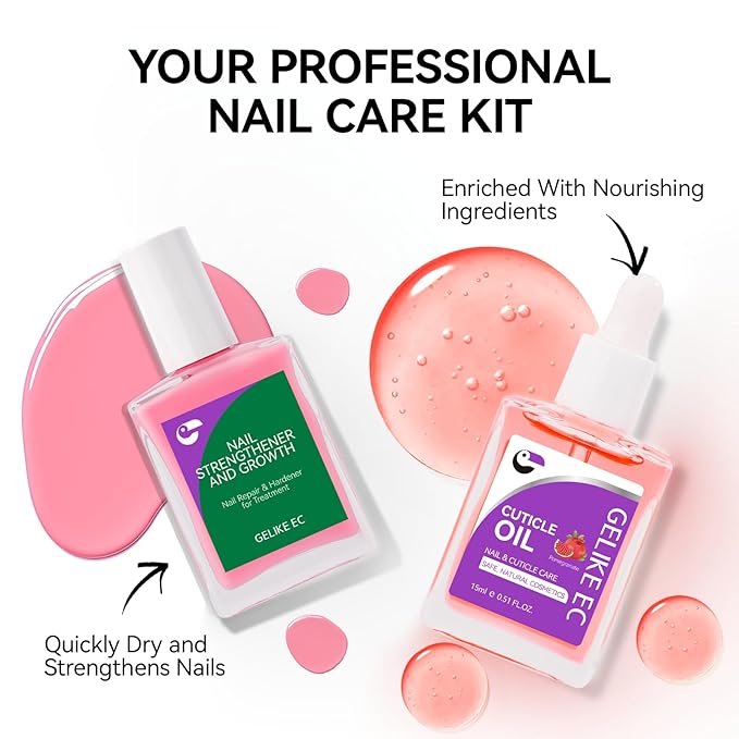Natural Nail Growth & Oil Kit: Rose & Pomegranate Nail Care Set - Deep Repair for Damaged Nails - Rich Winter Scent - Cruelty-Free Vegan Formula