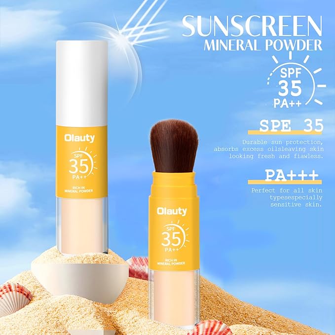 Sulily Mineral Sunscreen Setting Powder, Translucent Oil Natural Matte Concealer Brush Powder,Lasting Breathable Lightweight Powder for Face&Hair,All Skinp (#1 Translucent)