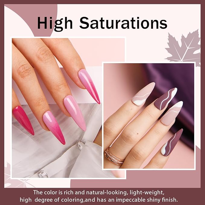 Dip Nails Powder Starter Kit, AZUREBEAUTY 4 Colors Intellectual lady Brown Purple Dipping Powder Set with Base & Top Coat Activator Recycling Tray for French Nail Art Manicure Salon DIY at Home