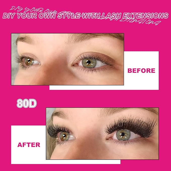 Lash Clusters 80D Fluffy Individual Lashes D Curl Cluster Eyelash Extensions 10-18mm Wispy DIY Lash Extension Thick Volume False Eyelashes Clusters for Beginners