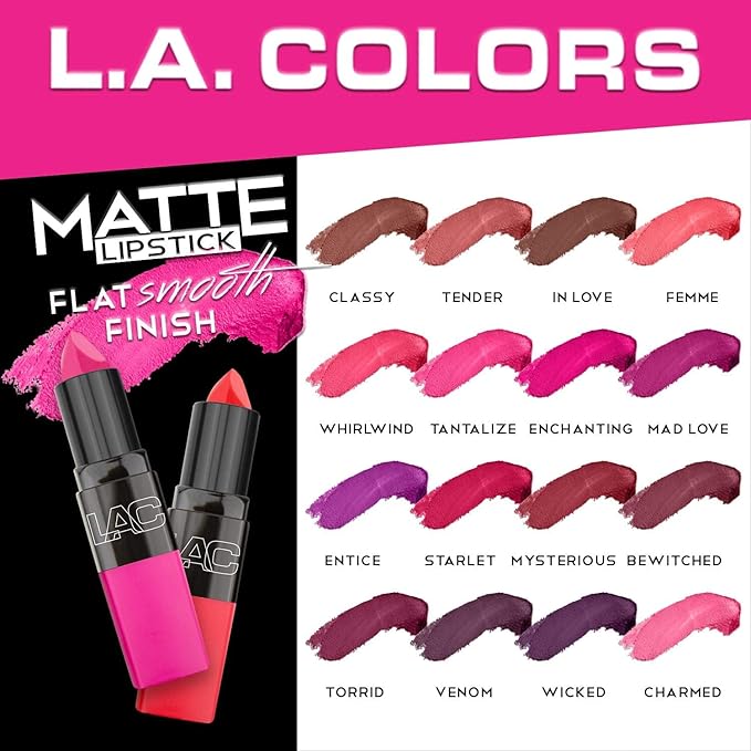L.A. COLORS Matte Lipstick, Whirlwind CML465 (Pack of 6)