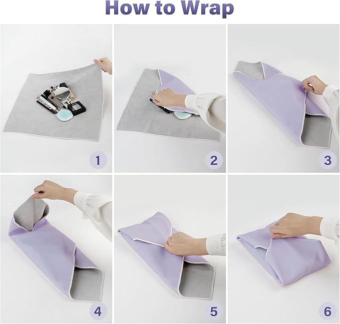 Walking Way Self Adhesive Magic Cloth Makeup Bag, Portable Protective Cosmetic Pouch, Camera Lens Wrap, Travel Organizer for Beauty Essentials, Travel, Gifts & Daily Use (lightpurple, 17.71 inch)