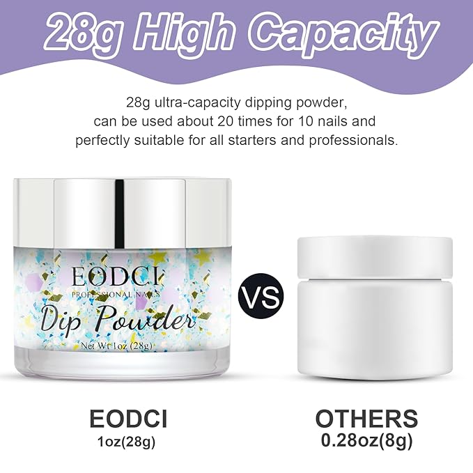Dip Nail Powder, Moon Star Glitter Color Dip Powder Nail Art Starter Manicure DIY - No Needed Nail Lamp Curing - Long lasting Odor-Free Nail color for Professionals & At-Home - 1 oz