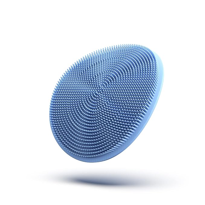 Boie USA Antimicrobial Loop Body Scrubber - Soft Silicone-Like Exfoliating Shower Scrubber, Body Cleansing Brush - Hang-to-Wall Loofah Replacement - Body Exfoliator for All Skin Types - Blue