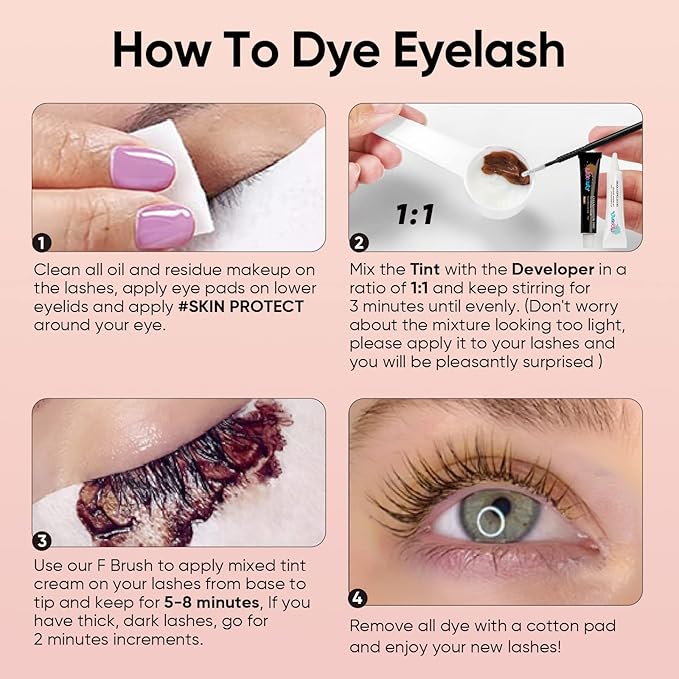 Libeauty Eyelash and Eyebrow Color Kit Brown Instant Hair Color Kit for Lash and Brow Perfect Partner for Lash Perm/Lift/Lamination Treatment Voluminous Coloring