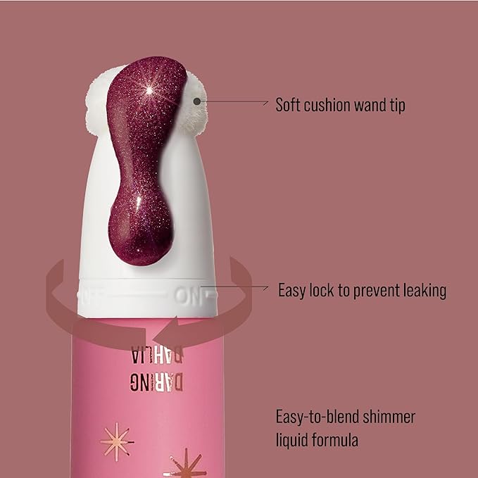 Professional Pearl Liquid Blush Beauty Wand, High Pigment Glow for Cheek, Eye & Lip, Non-Greasy Hydration Lightweight with Sponge-Tip Applicator (Daring Dahlia)