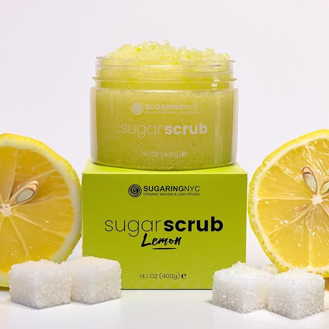 Sugaring NYC Moisturizing and Exfoliating Signature Body Scrub - Silky Smooth Skin and Ingrown Hair Prevention (Lemon Kiss)