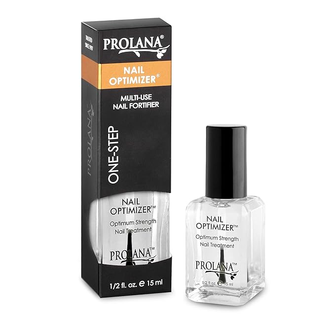 Nail Optimizer, Extra Strong Strengthener Base Coat for Weak and Damaged Nails, Nail Growth & Prevents Nails from Peeling, Stops Slipts, Chips & Strengthens, 0.5 oz
