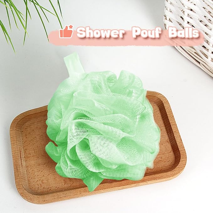 10Pcs Shower Loofahs,Bath Shower Loofah Sponge,Shower Pouf Ballsfor Women,Men,Cleaning Bathing Accessories,Body Wash Bathroom,Exfoliating Body Scrubber(5 Colors)