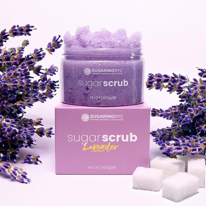 Sugaring NYC Moisturizing and Exfoliating Signature Body Scrub - Silky Smooth Skin and Ingrown Hair Prevention (Lavender Fields)