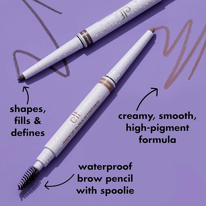 e.l.f. Instant Lift Waterproof Brow Pencil, Long-Lasting Eyebrow Pencil For Grooming & Shaping Brows, Vegan & Cruelty-free, Grey (Pack of 2)