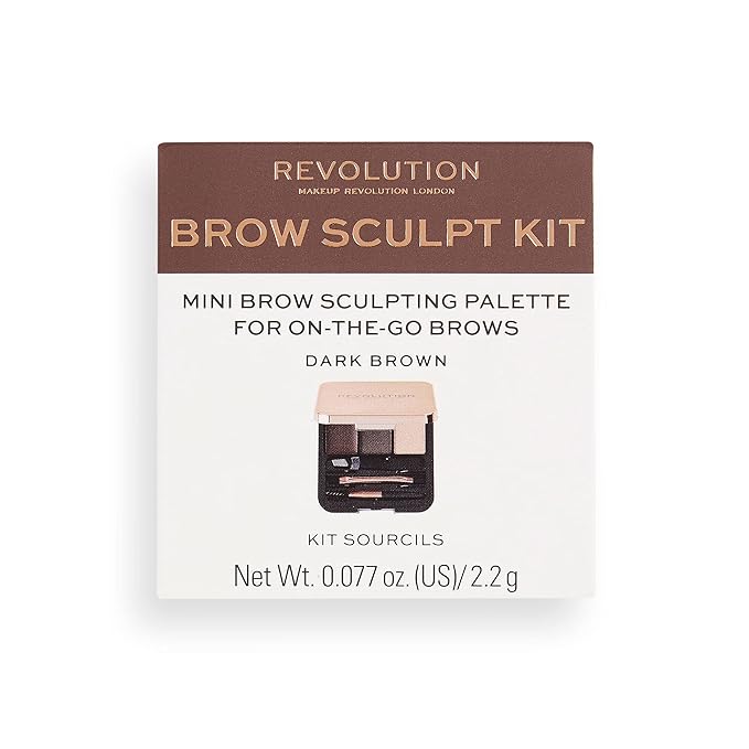 Makeup Revolution Eyebrow Kit, Brow Palette For Sculpting The Perfect Brows, Vegan & Cruelty-Free, Dark, 0.077oz/2.2g