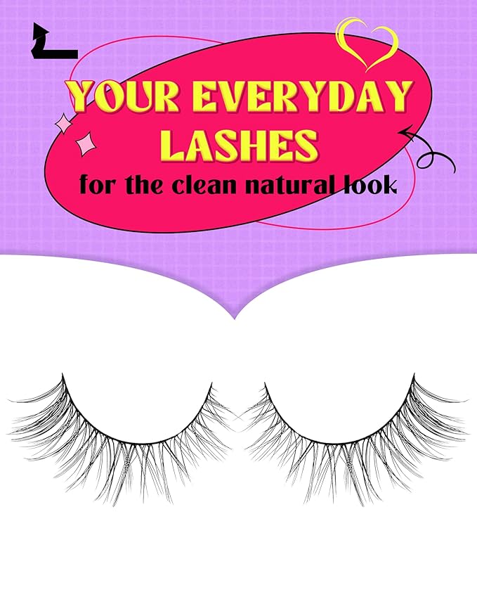 Onlyall Natural Lashes Wispy Lashes Natural Look False Eyelashes Natural Flared Eyelashes False Eye Lashes Soft Fluffy Lashes 7 Pairs D11 Gradual-10mm