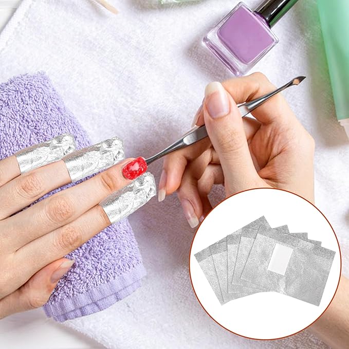 100 Pcs Foil Nail Wraps Nail Polish Remover Soak Off Foils Cotton Pads Gel Polish Remover with Pre-attached Lint Free Pad Gel Nail Polish Remover Wraps for Removing Nail Polish