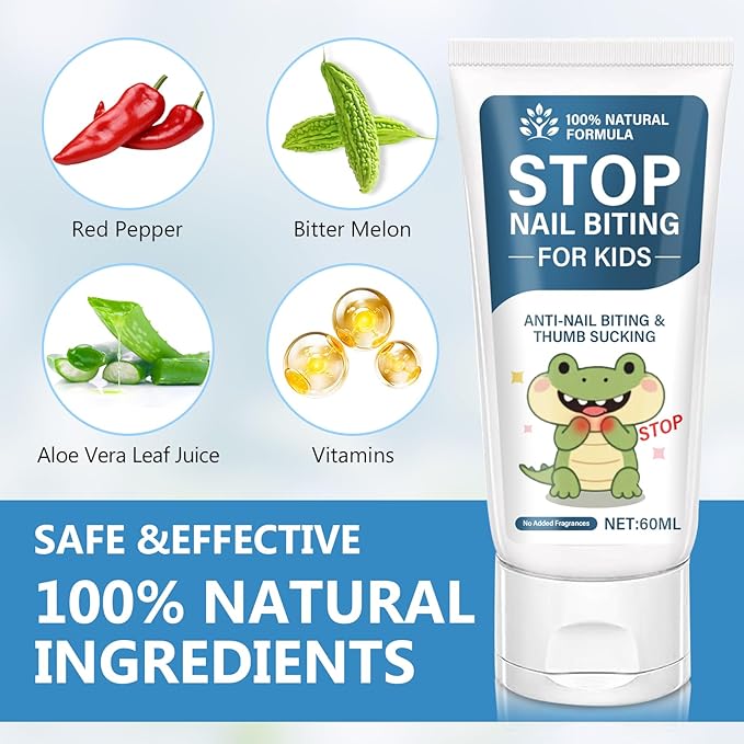 Nail Biting Prevention-Nail Biting Treatment for Kids-Anti-Nail Biting Thumb Cream for Kids-100% Natural Bitter Formula-No Additives-Protects Nails Healthy Nail Growth-Safe for Children, 60ml