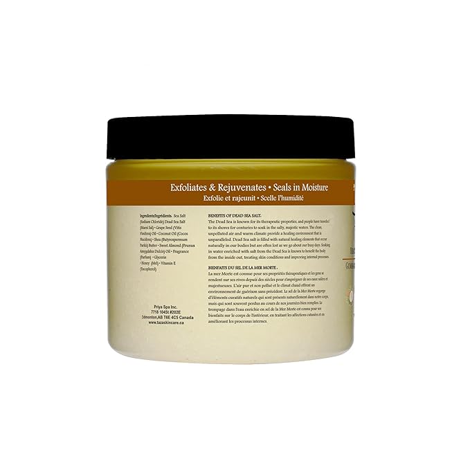 Premium Taza Coconut Dead Sea Salt Scrub, 473 ml 24 oz (670 g) Exfoliates Your Skin Leaving it Soft and Hydrated Contains: Coconut Oil, Shea Butter, Grapeseed Oil, Sweet Almond Oil, 26 Minerals