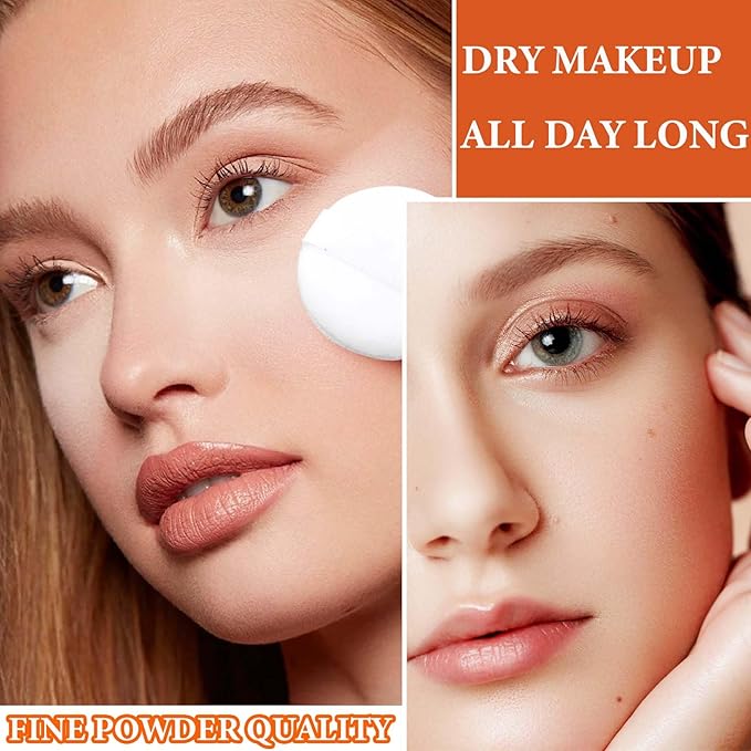 Oil Control Loose Face Powder,Translucent Setting Powder With a Powder Puff Long Lasting Makeup Covering Blemishes Brightens Skin Tone,Natural Matte Loose Powder for Women(2)