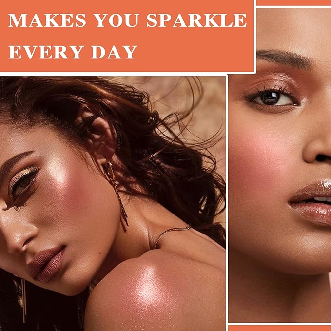 Polvo De Hadas,Body Face Glitter Highlighter Powder Stick,Face High Gloss Natural Three-dimensional Face Blusher Sparkle Fairy Highlight Patting Powder Smooth Highlight Makeup Stick Pink