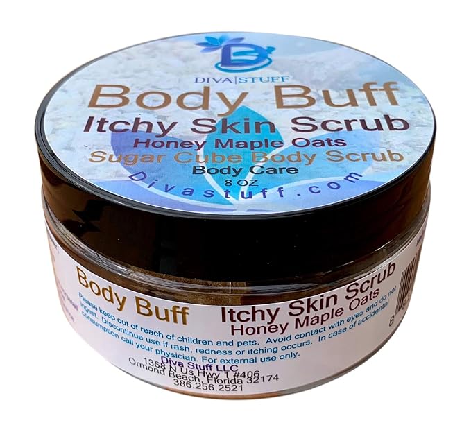 Itchy Skin Sugar Scrub for Eczema,psoriasis & More, Honey Maple Oat Scent with Oatmeal,horsetail,aloe, Vitamin E, Honey and More, 8oz