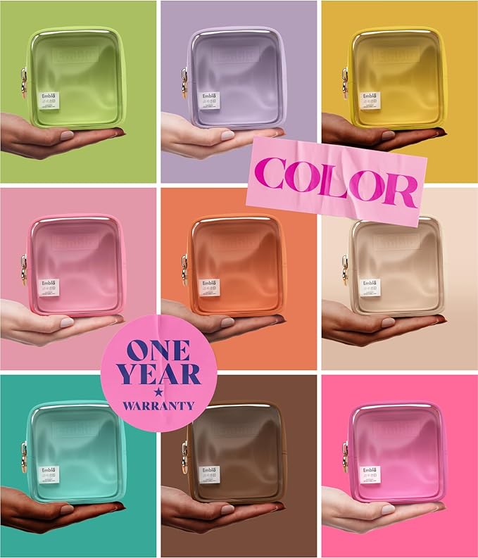 Embla Clear Cosmetic Bag Makeup Case, Clear Zipper Make Up Pouch and Toiletry Travel Tote, Cute Skincare Pouches for Women Girls, Preppy Purse Cosmetic Organizer, Mini Makeup Bags, Lemon