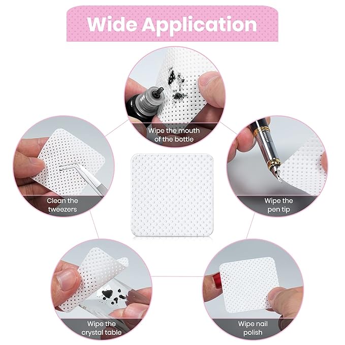 1000 PCS Eyelash Extension Glue Wipes,Lint Free Nail Wipes,Super Absorbent Soft Non-woven Fabric Adhesive Nail Polish Remover Wipe, Glue Wiping Cloth for Lash Extension Supplies and Nail Polish Bottle