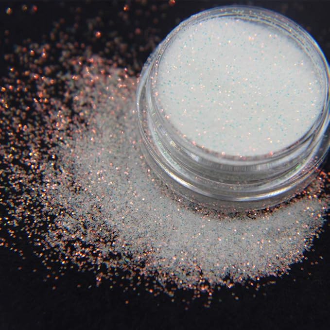 10g 0.2mm Shimmer White Rainbow Nail Glitter Holographic Shining Sugar Nail Glitter Candy Coat Powder Sugar Coating Effect Powder Nail Pigment Powder Nail Art Decorations Dust Diamond Dust for Nails