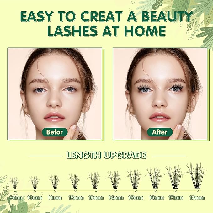 3D Effect Individual Eyelash Clusters 300pcs 30D D Curl 9-18MIX Wispy Fluffy Cluster Lashes Natural Soft DIY Lash Extension