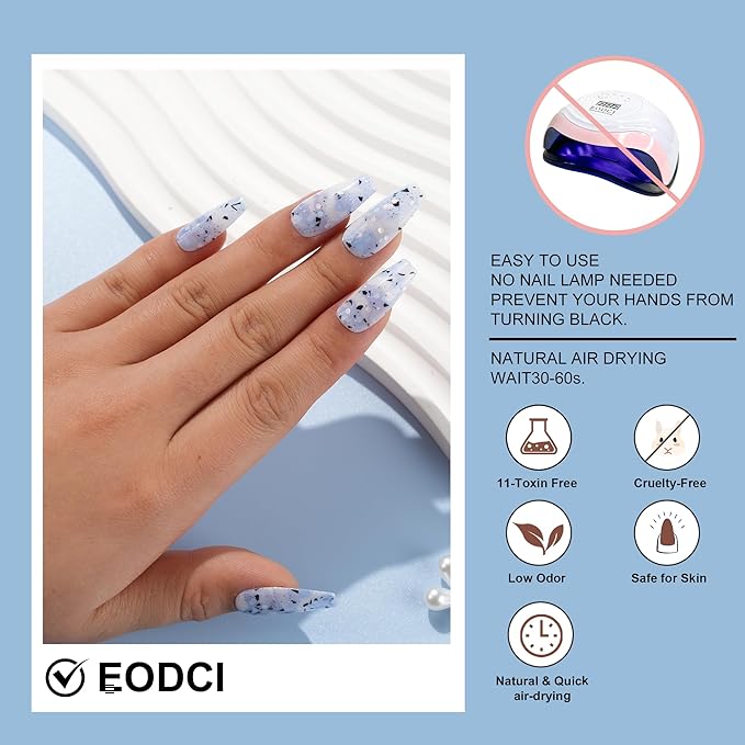 Dip Powder Eggshell Blue Color Nail Dipping Powder French Glitter tinfoil Nail Art Starter Manicure Salon DIY at Home No Needed Lamp Curing Odor-Free&Long-Lasting 1 Oz