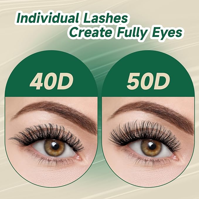 DIY Lash Extension Kit 280pcs Individual Lashes D Curl Eyelash Extension Kit 40D+50D 9-16Mix Natural Lash Clusters with Lash Bond and Seal and Lash Applicator for DIY at Home(KIT-40D50D-0.07D-9-16Mix)
