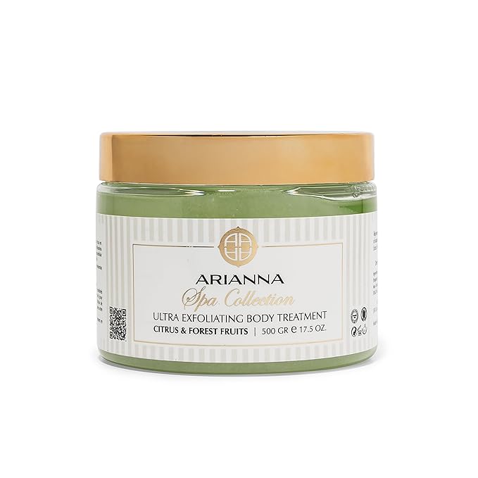 ARIANNA-SKINCARE Ultra Exfoliating Body Treatment Dead Sea Salt Body Scrub Natural Moisturizing and Exfoliating Scrub for Nourishing Essential Skin Care (Citrus & Forest Fruits)