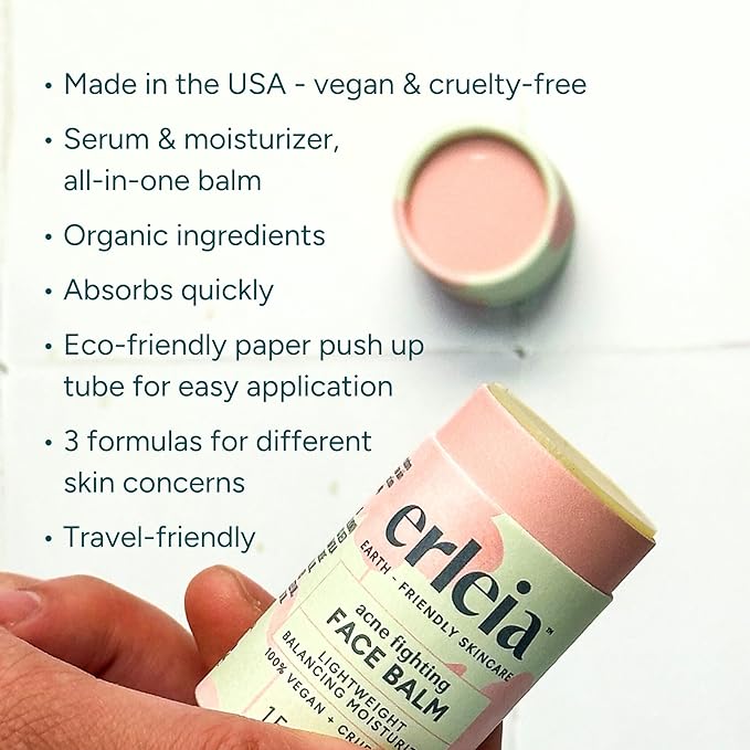 Face Balm - Solid Facial Moisturizer for Acne, Vegan, Cruelty-Free, Travel-Friendly, Plastic-Free, Sustainably-Sourced Ingredients