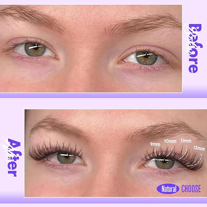 Pawotence Natural Lash Clusters Wispy Cluster Eyelash Extensions 144pcs Eyelash Clusters 9-12mm Individual Lashes Extension DIY Soft C Curved Lashes Clusters