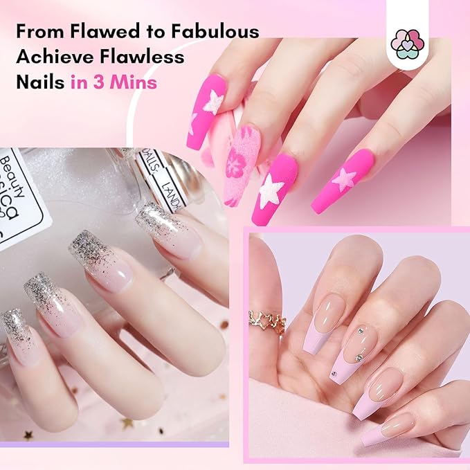 SAVILAND 60g Nail Repair Kit for Split Damaged Nails: 3 Mins Air Dry Quick & Easy Instant Broken Nail Repair Natural Clear & Pink Dip Powder with 21ml Nail Repair Glue Emergency Home & Salon Use