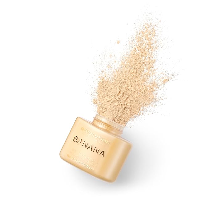 Revolution, Loose Baking Powder, Makeup Setting Powder, Long Lasting Coverage, Mattifies & Reduces Shine, Banana, 1.13 oz