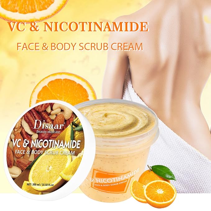Face Neck Body Skin Scrub Cream VC Nicotinamide Removes Dead Cells 300ml/10.58fl.oz