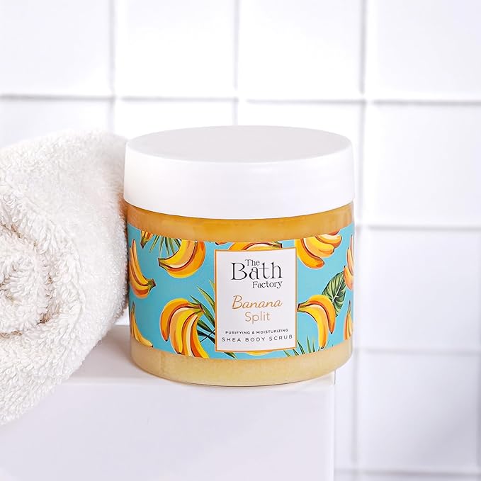 Body Scrub for Exfoliating with Moisturizing Shea Butter | 100% Vegan | Natural Banana Extract | Perfect Exfoliator for All Body Parts such as Face, Foot, Hand