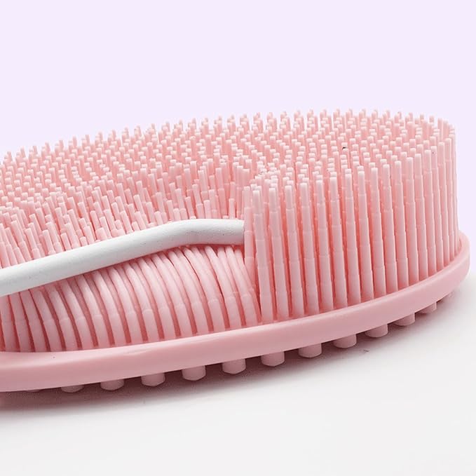 1 Pcs Silicone Bath Brush, Dual-Sided Massage Shower Brush, Suitable for Scrubbing, Suit for Kids & Adults, Household Soft Silicone Bathing Tool, Gentle & Non-Irritating (Green)