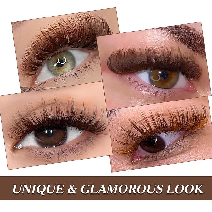 Kolybel Colored Premium Eyelash Extensions 0.03 D Curl 8-16mm Mixed Length,Premium Individual Silk Lash Extension,Professional Eyelash Extension Supplies for Lash Techs (Dark Brown,0.03-D 8-16mm)
