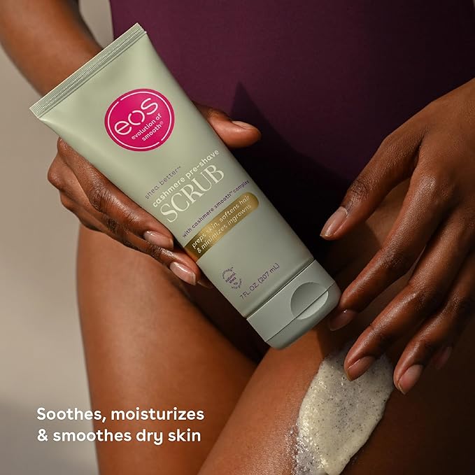 eos Cashmere Skin Collection Pre-Shave Scrub- Vanilla Cashmere Scented, Exfoliating Body Scrub, 7 fl oz